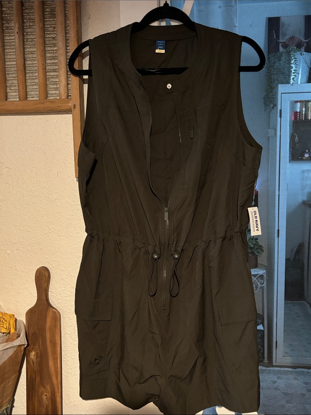 New with tags Old Navy Olive Utility Zip-Front Sleeveless Dress